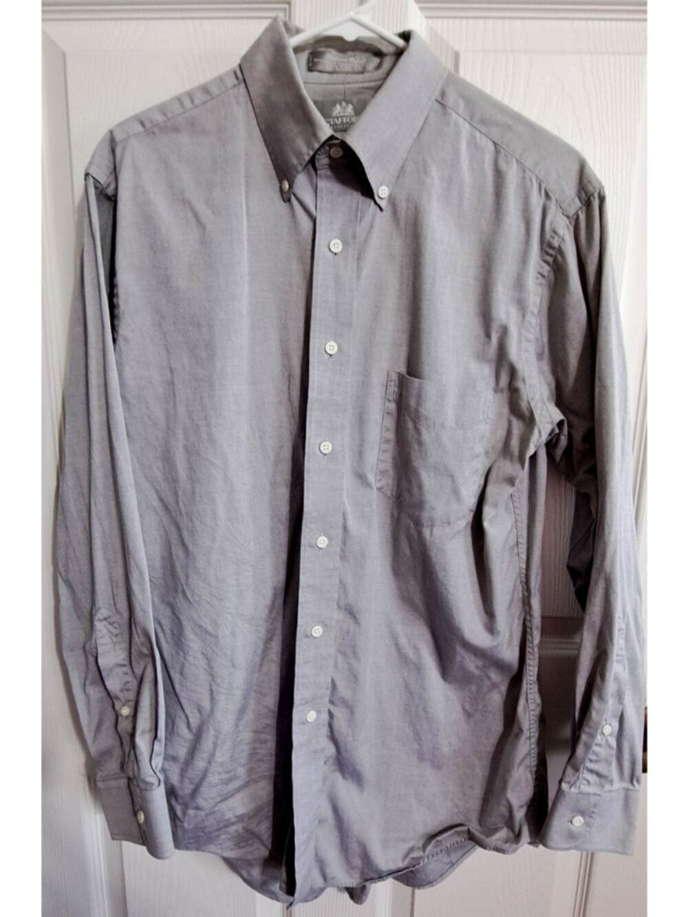 Stafford Executive Men's 15.5/33 Gray Button-Down Shirt Business Casual Office